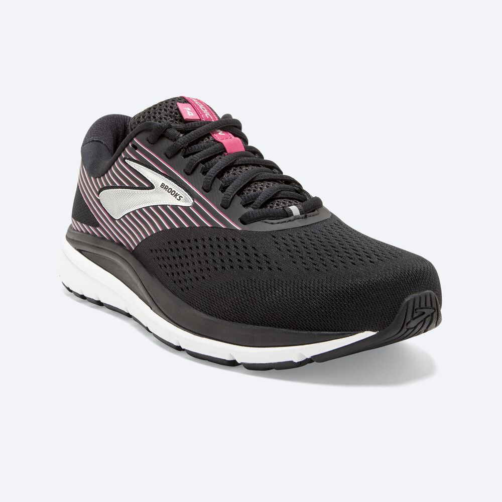 Women's Brooks Addiction 14 Road Running Shoes Black/Pink/Silver | USA81723