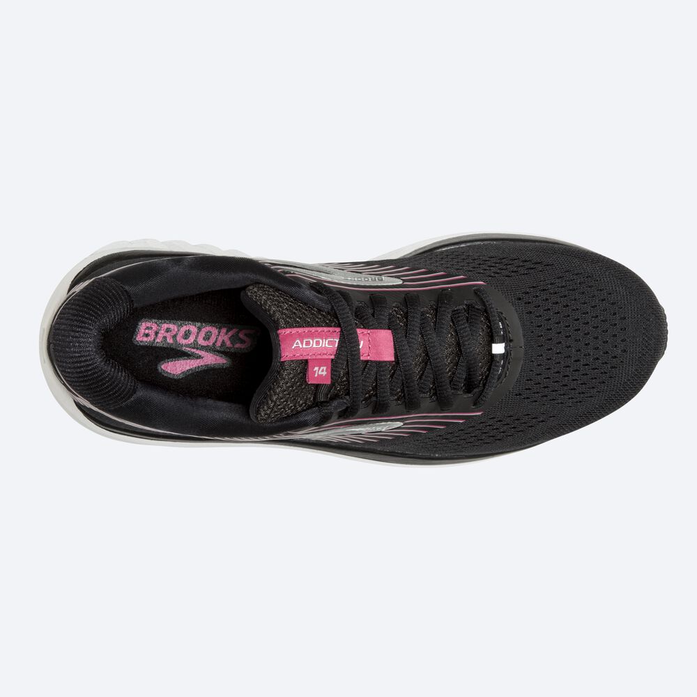 Women's Brooks Addiction 14 Road Running Shoes Black/Pink/Silver | USA81723