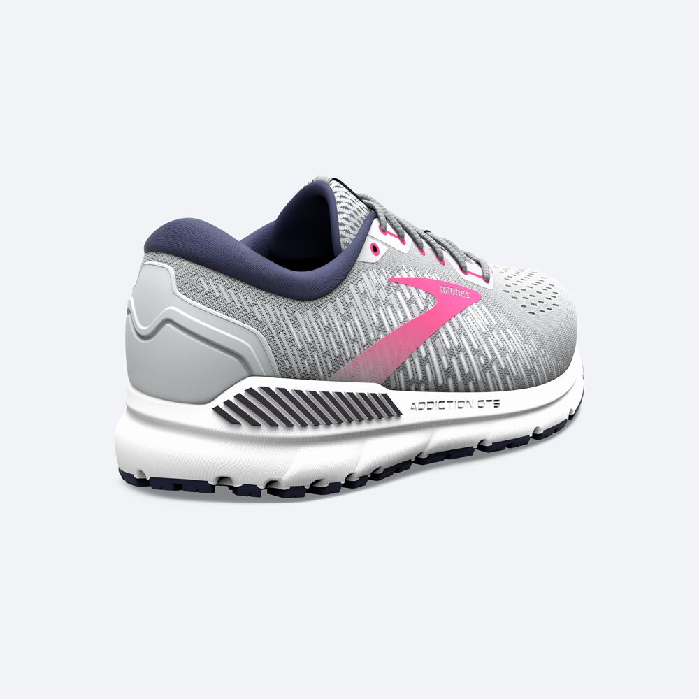 Women's Brooks Addiction GTS 15 Road Running Shoes Grey/Navy/Rose | USA90382