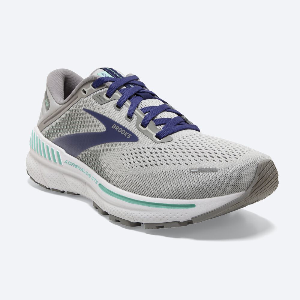 Women's Brooks Adrenaline GTS 22 Road Running Shoes Grey/Blue/Green | USA61239