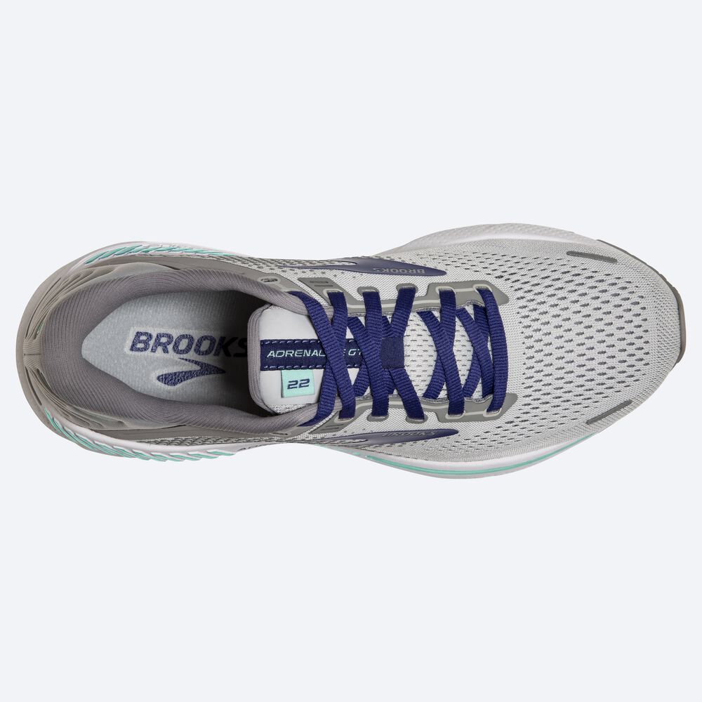 Women's Brooks Adrenaline GTS 22 Road Running Shoes Grey/Blue/Green | USA61239