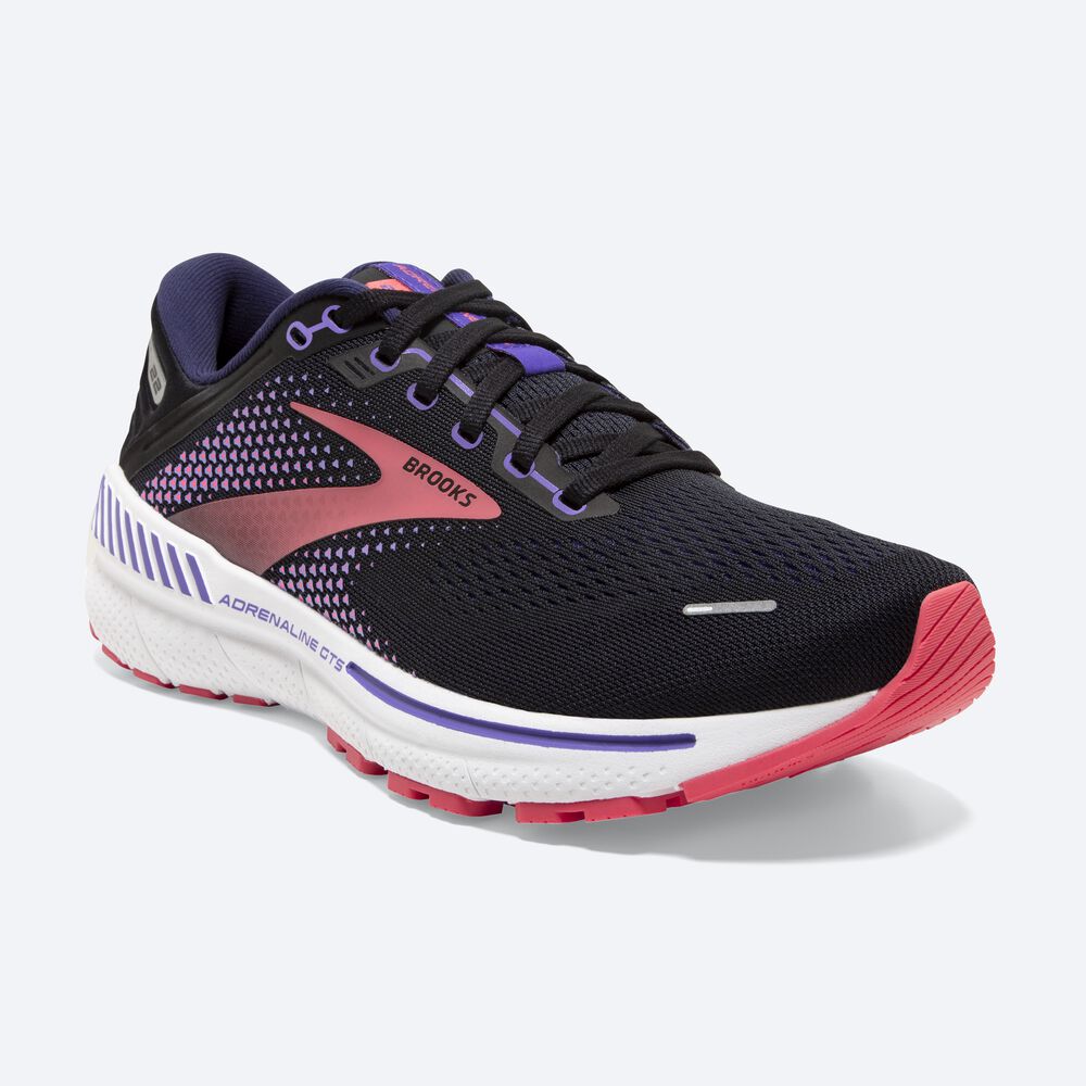 Women's Brooks Adrenaline GTS 22 Road Running Shoes Black/Purple/Coral | USA82167