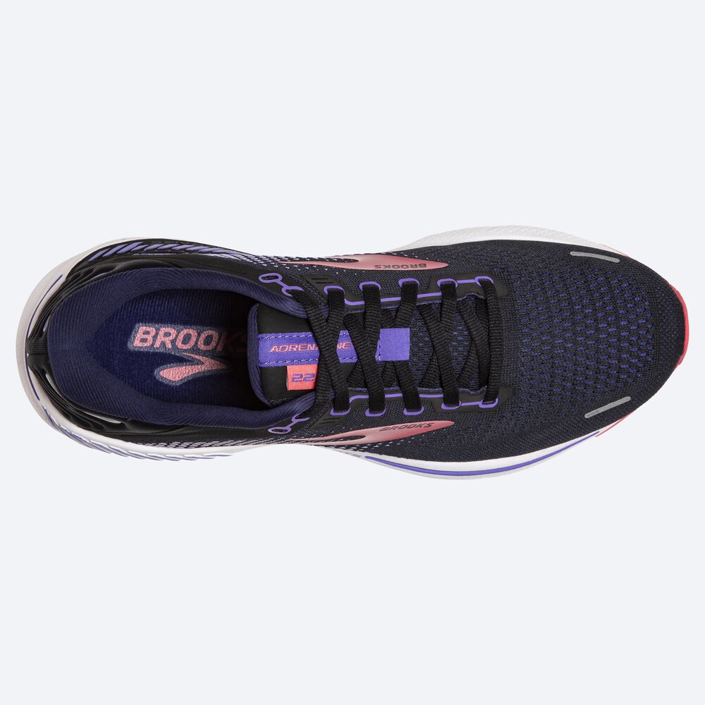 Women's Brooks Adrenaline GTS 22 Road Running Shoes Black/Purple/Coral | USA82167