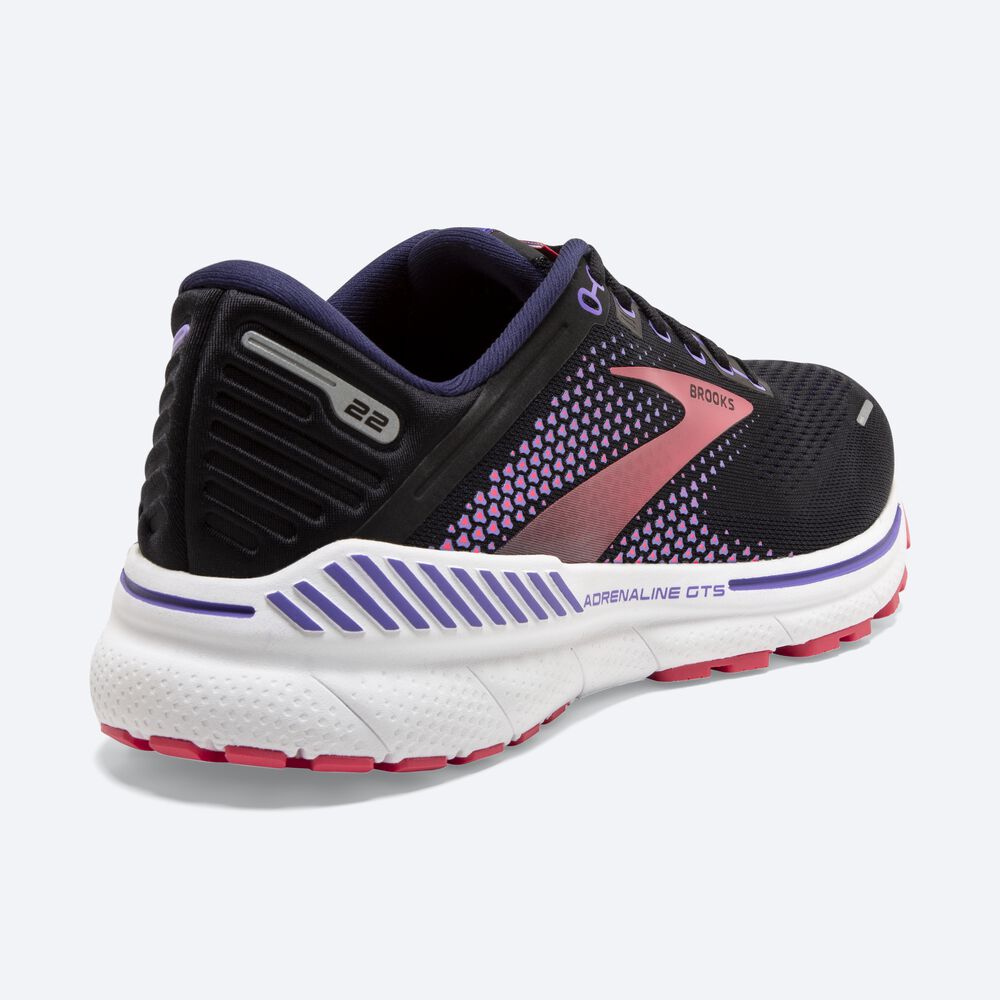 Women's Brooks Adrenaline GTS 22 Road Running Shoes Black/Purple/Coral | USA82167