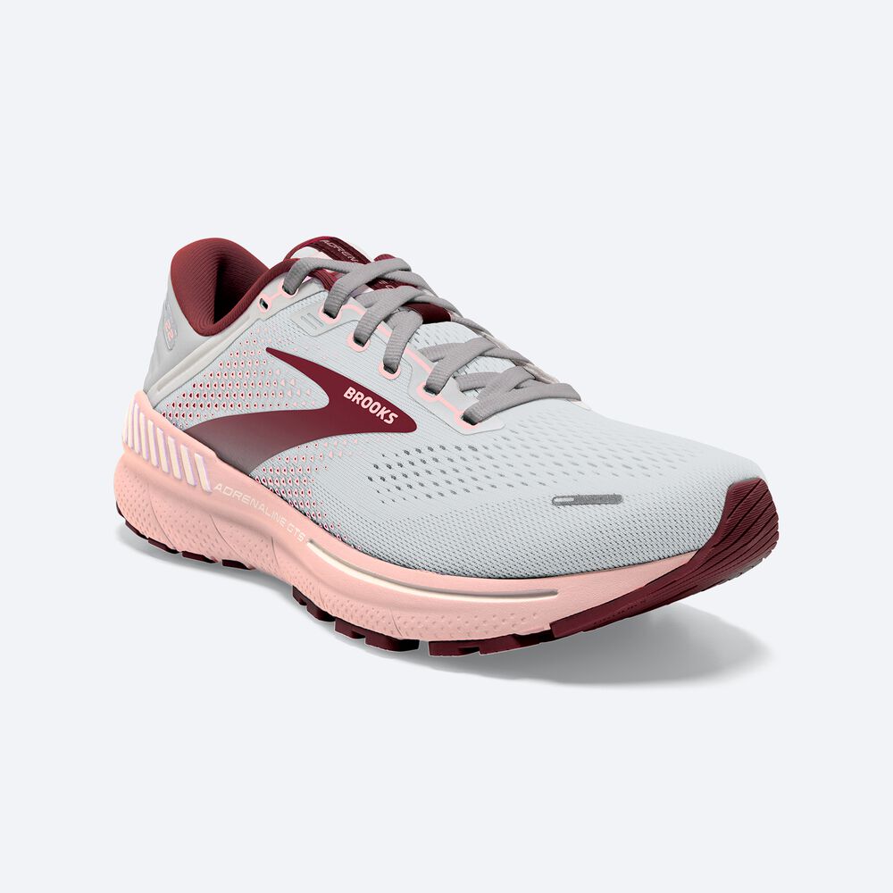 Women's Brooks Adrenaline GTS 22 Road Running Shoes Grey/Rose/Brown | USA87520