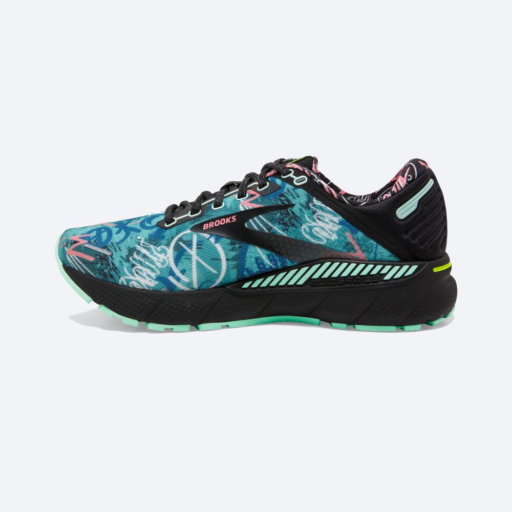 Women's Brooks Adrenaline GTS 22 Road Running Shoes Black/Green/Pink | USA95680