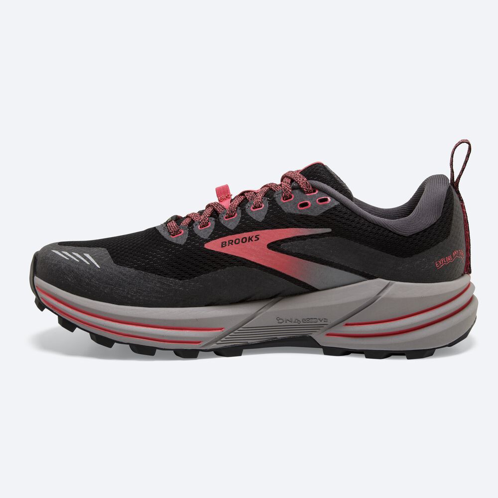 Women's Brooks Cascadia 16 GTX Trail Running Shoes Black/Coral | USA71246