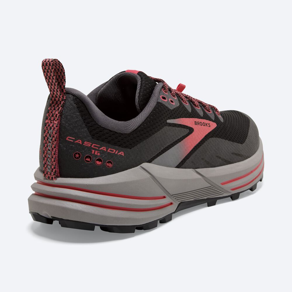 Women's Brooks Cascadia 16 GTX Trail Running Shoes Black/Coral | USA71246