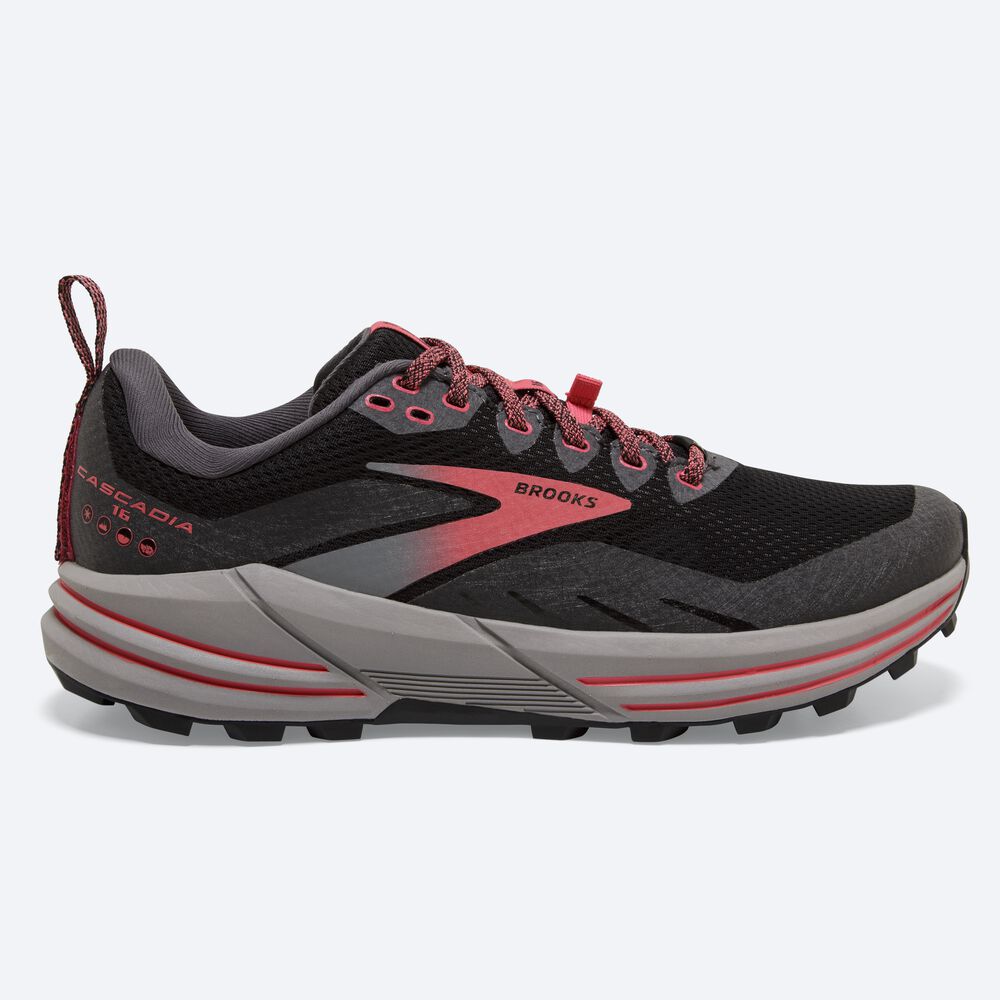 Women\'s Brooks Cascadia 16 GTX Trail Running Shoes Black/Coral | USA71246