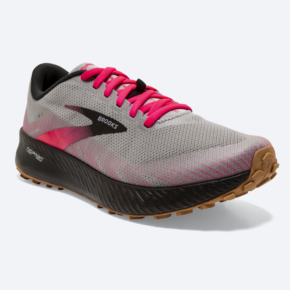 Women's Brooks Catamount Trail Running Shoes Grey/Pink/Black | USA58642