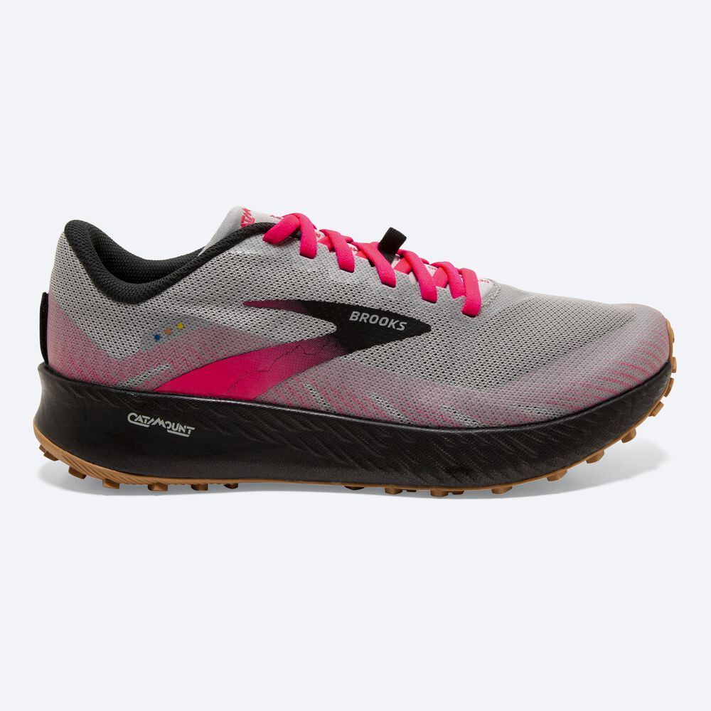 Women\'s Brooks Catamount Trail Running Shoes Grey/Pink/Black | USA58642