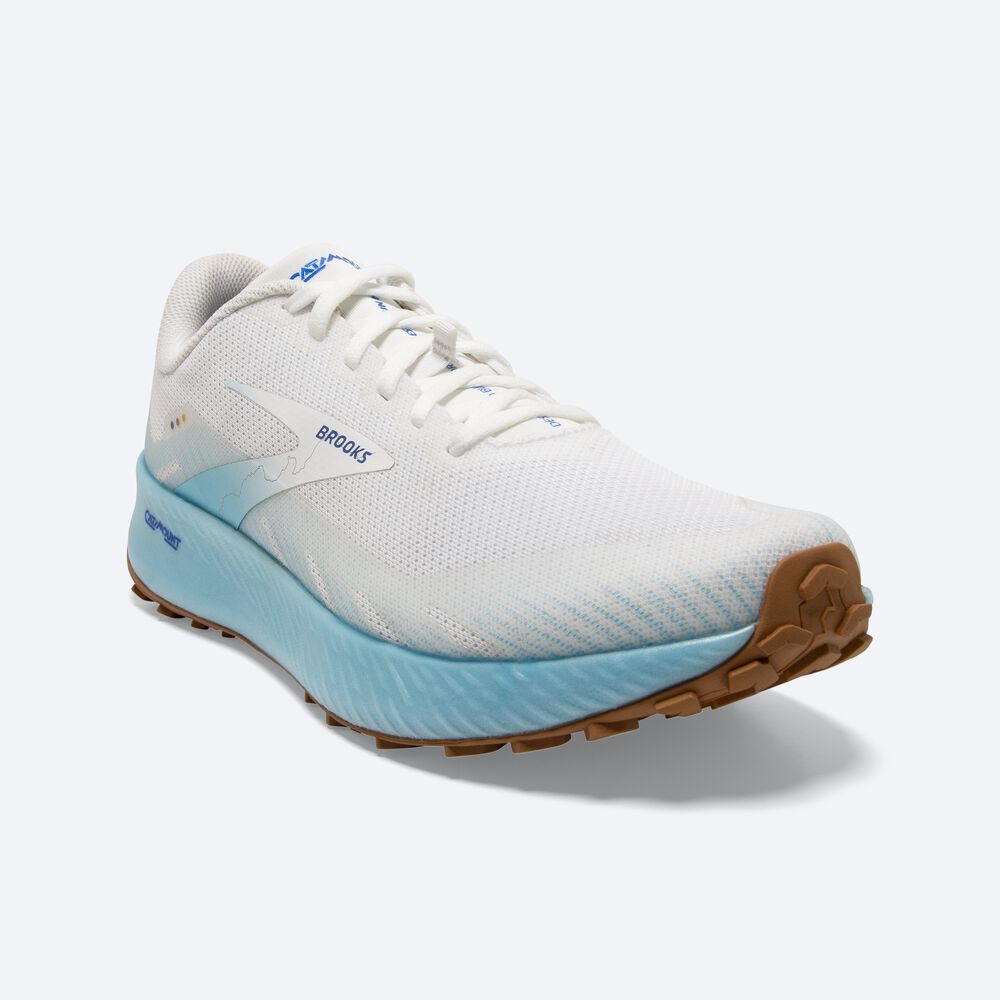 Women's Brooks Catamount Trail Running Shoes White/Light Turquoise/Blue | USA80679