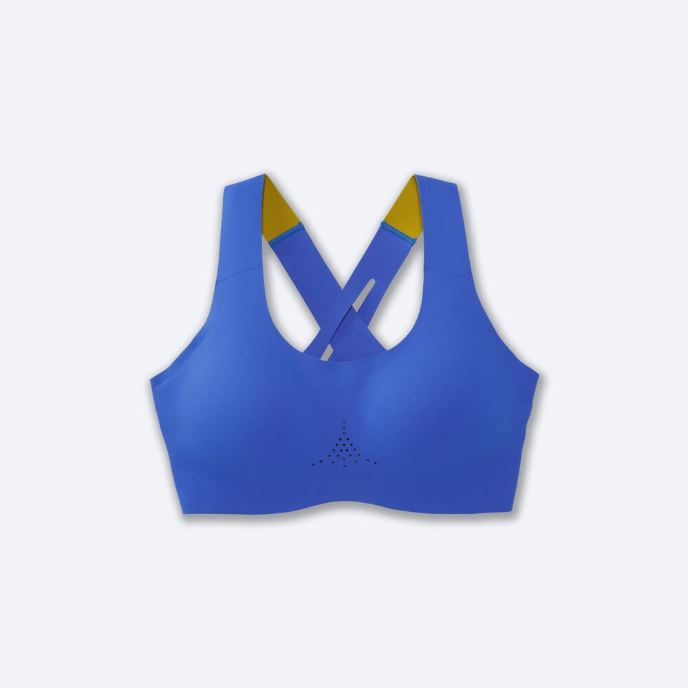 Women\'s Brooks Dare Crossback Run Bra 2.0 Sports Bras Blue/Gold | USA76324