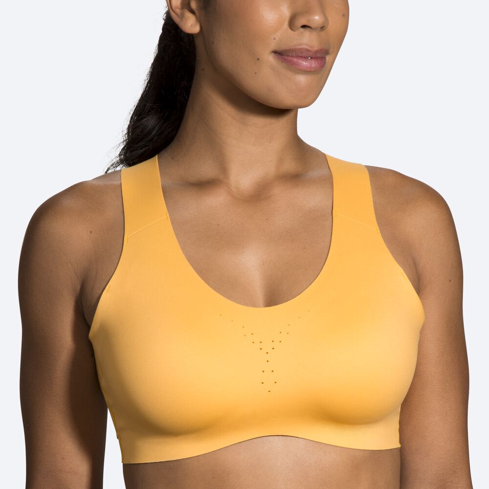 Women's Brooks Dare Crossback Run Bra Sports Bras Yellow | USA97260