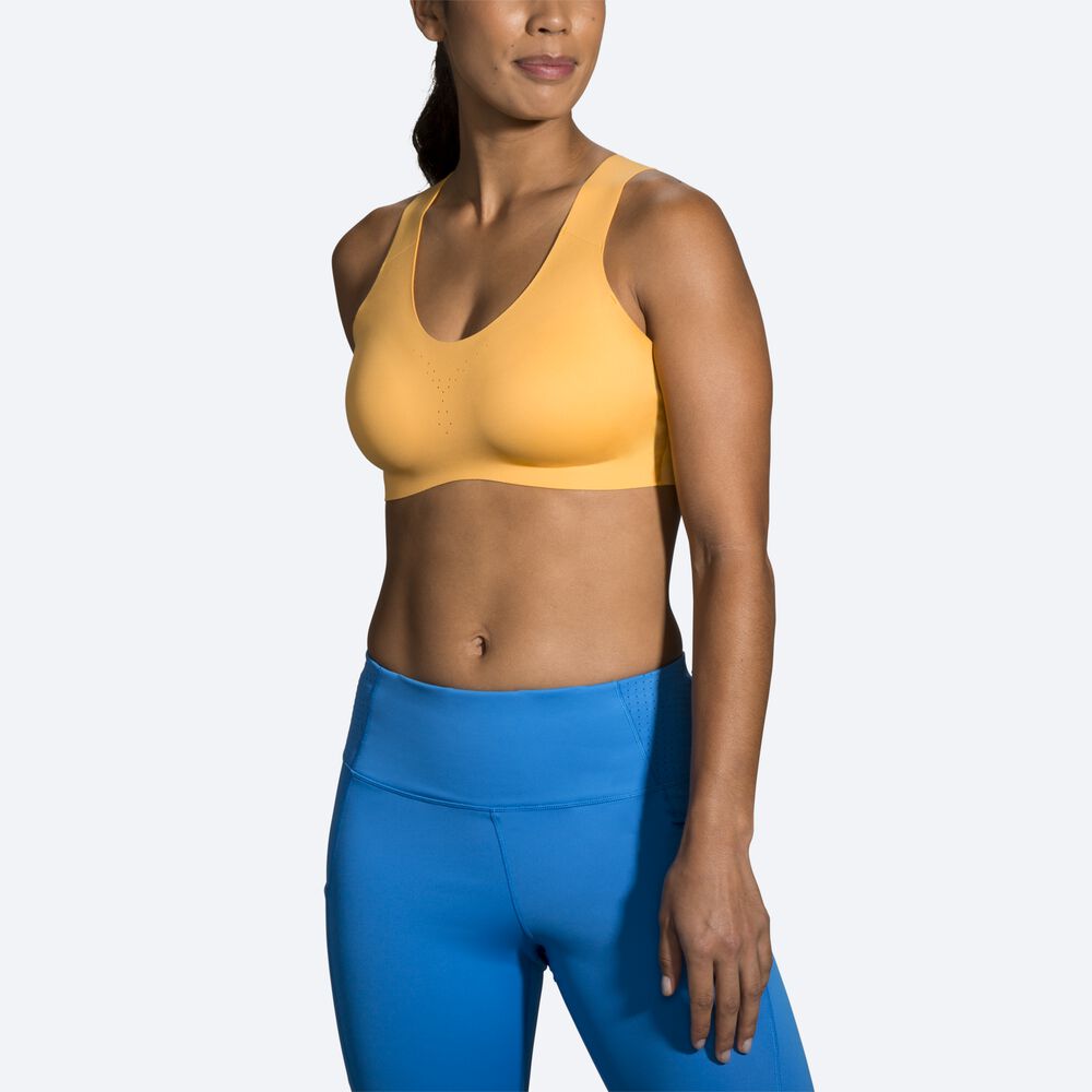 Women's Brooks Dare Crossback Run Bra Sports Bras Yellow | USA97260