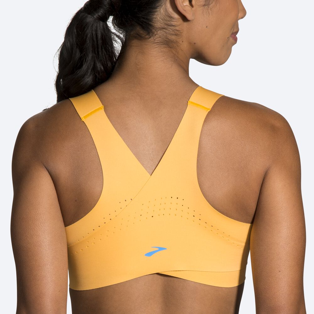 Women's Brooks Dare Crossback Run Bra Sports Bras Yellow | USA97260