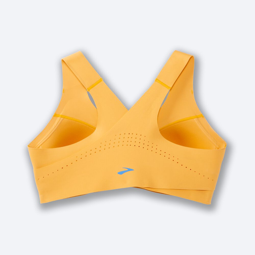 Women's Brooks Dare Crossback Run Bra Sports Bras Yellow | USA97260