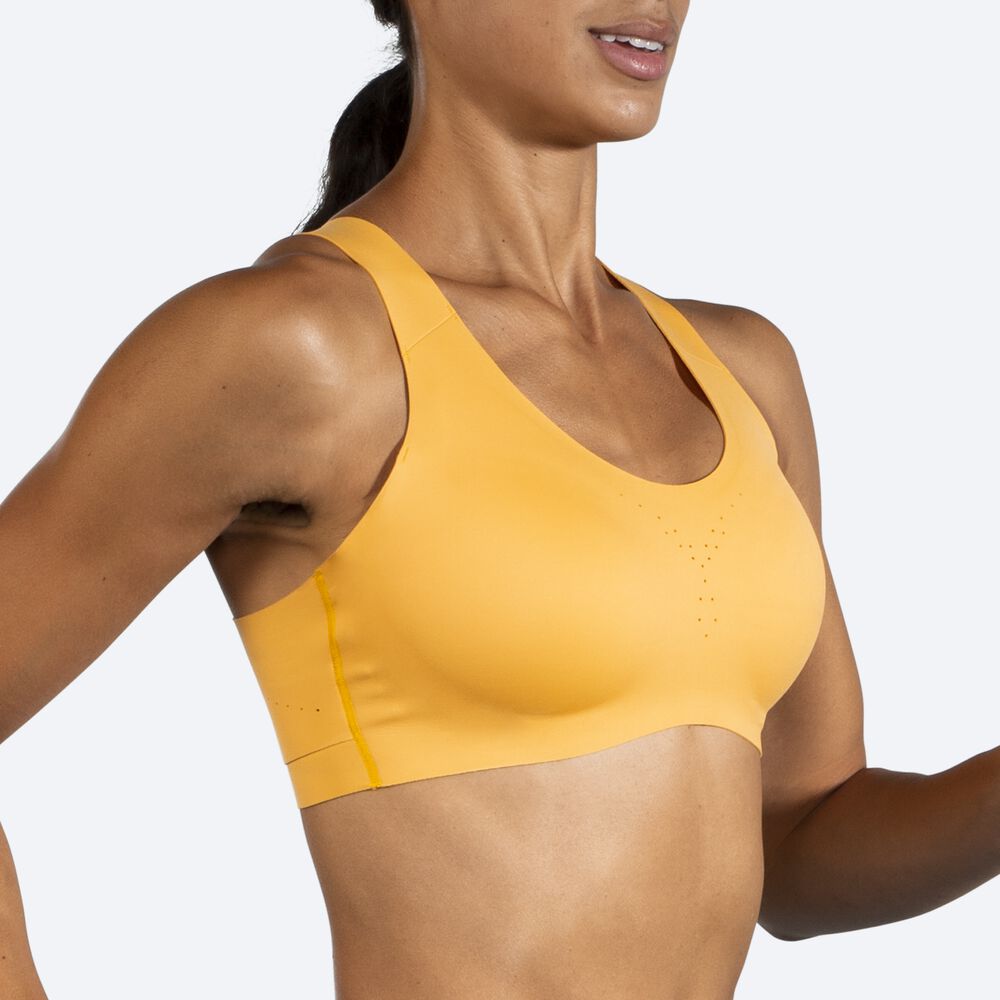 Women's Brooks Dare Crossback Run Bra Sports Bras Yellow | USA97260