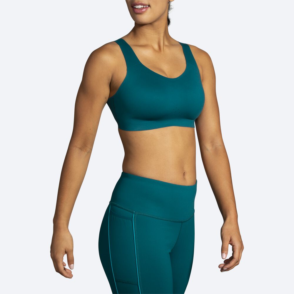 Women's Brooks Dare Scoopback Run Bra Sports Bras Deep/Light Green | USA49528