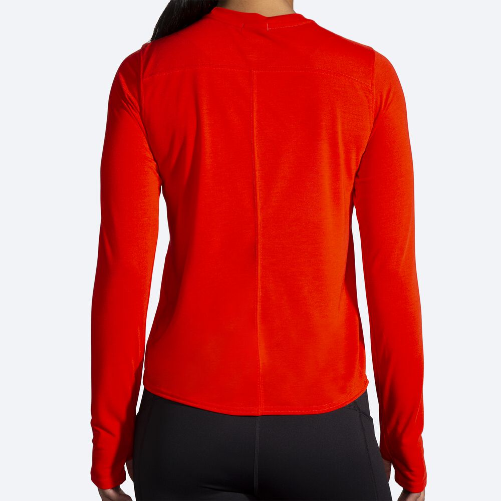 Women's Brooks Distance Graphic Long Sleeve T-Shirts Red | USA32857