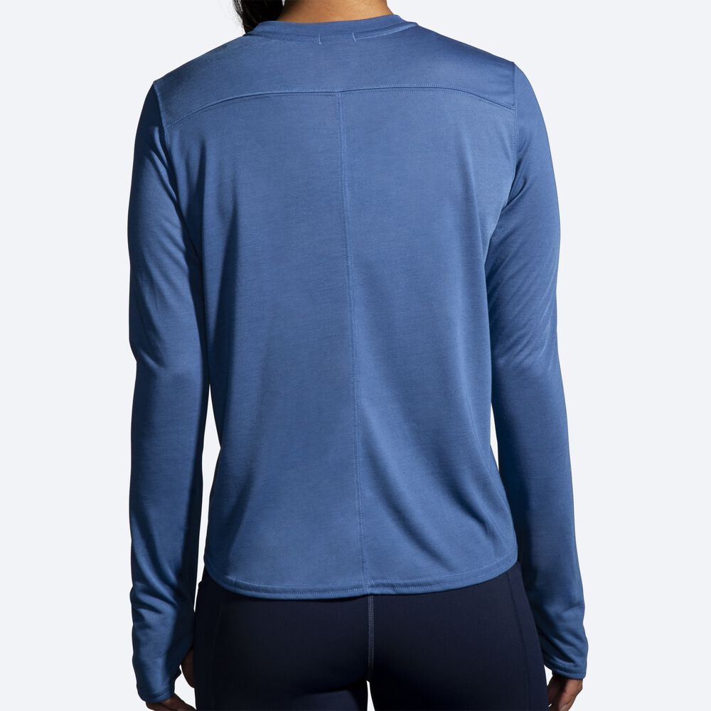 Women's Brooks Distance Graphic Long Sleeve T-Shirts Blue Grey | USA38760