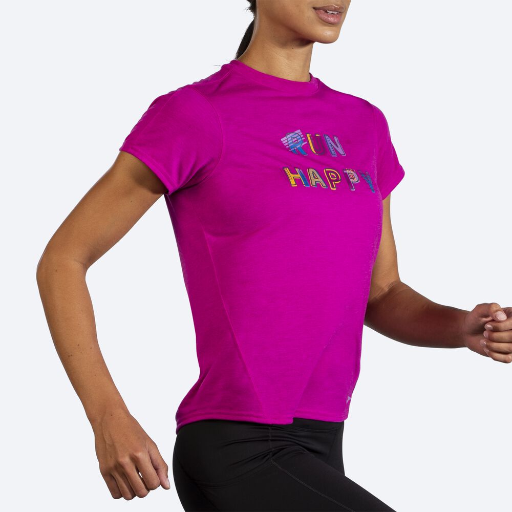 Women's Brooks Distance Graphic Short Sleeve T-Shirts Pink | USA09814