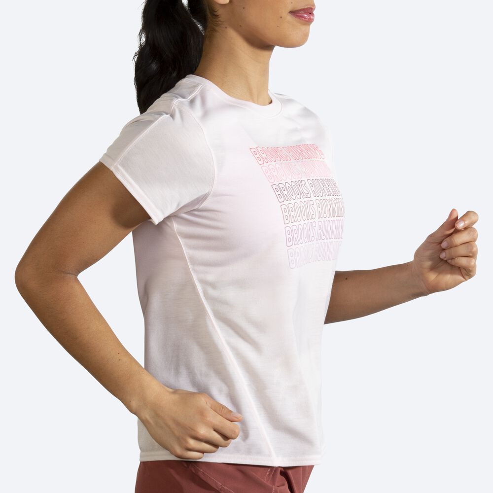 Women's Brooks Distance Graphic Short Sleeve T-Shirts Rose | USA14269