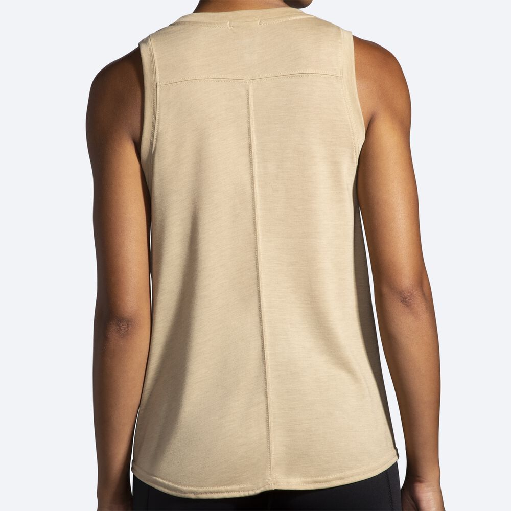 Women's Brooks Distance Graphic Tanks Beige | USA13459