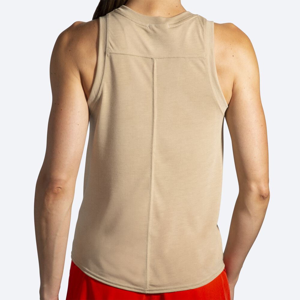 Women's Brooks Distance Graphic Tanks Beige | USA71860