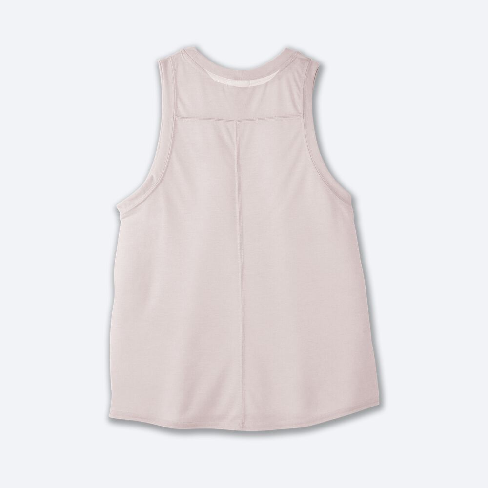 Women's Brooks Distance Graphic Tanks Grey/Rose Gold | USA89460