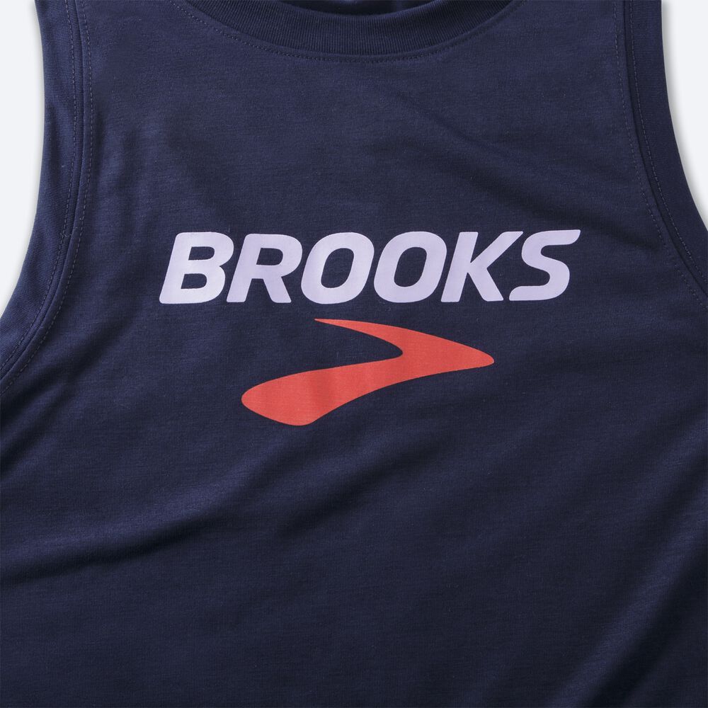 Women's Brooks Distance Graphic Tanks Navy | USA58240