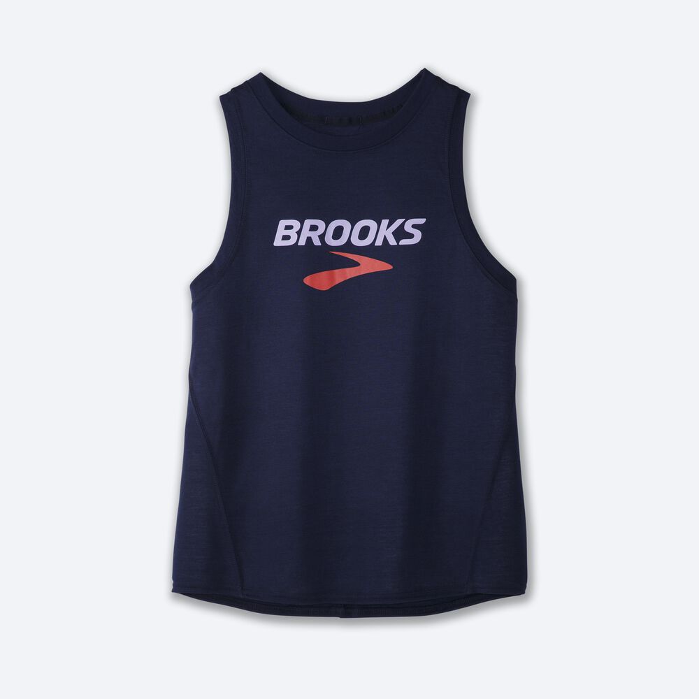 Women\'s Brooks Distance Graphic Tanks Navy | USA58240