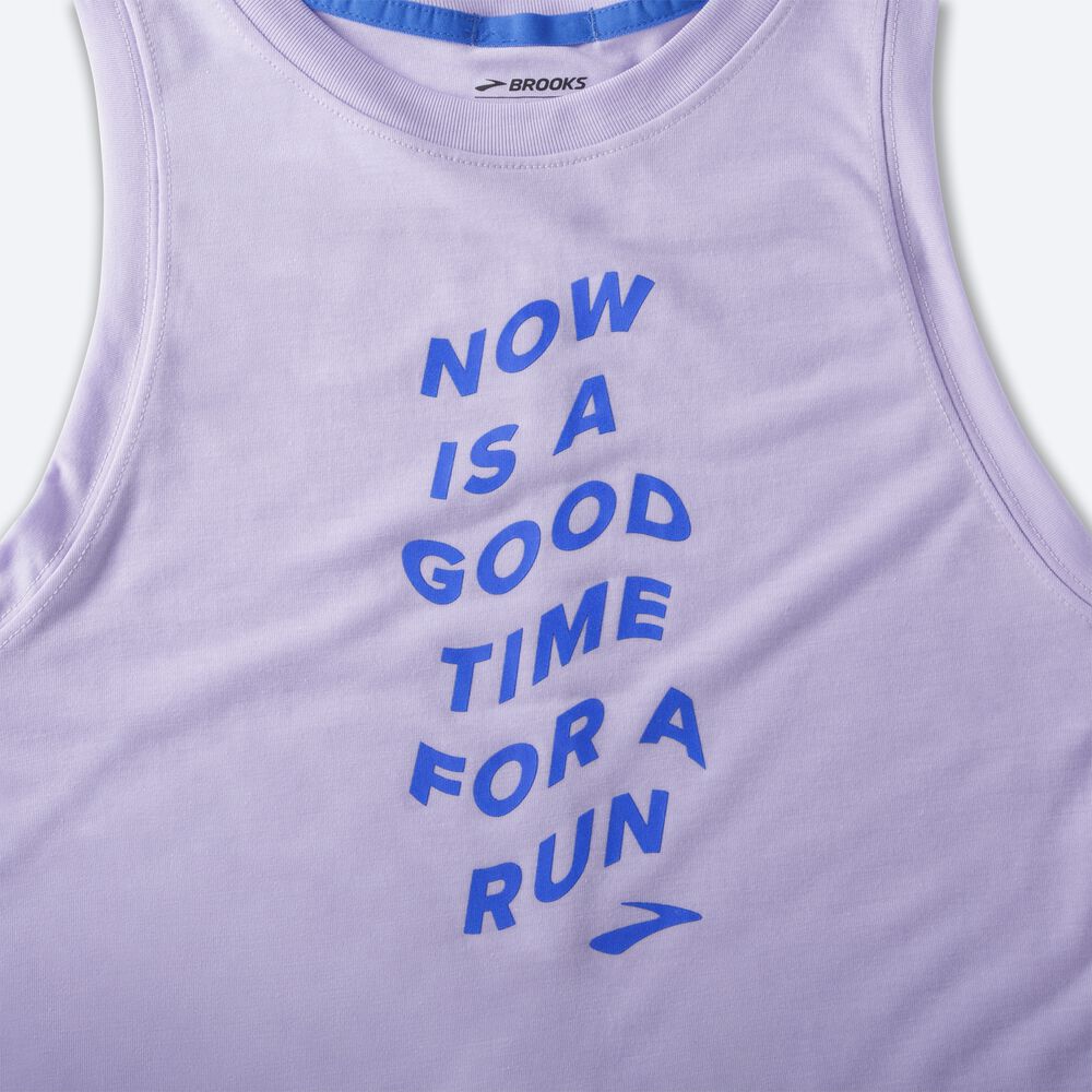 Women's Brooks Distance Graphic Tanks Purple Grey | USA91538