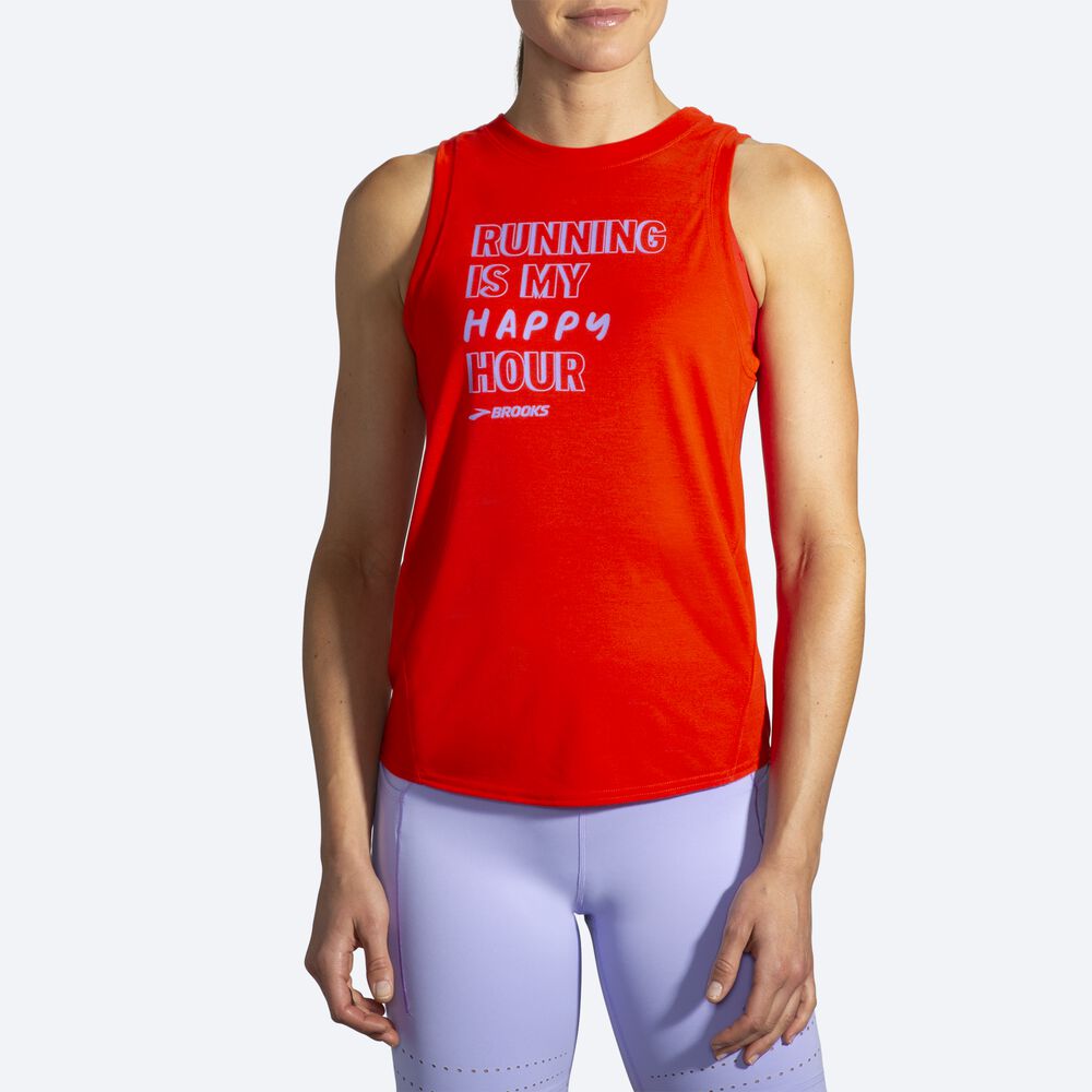 Women's Brooks Distance Graphic Tanks Red | USA06534