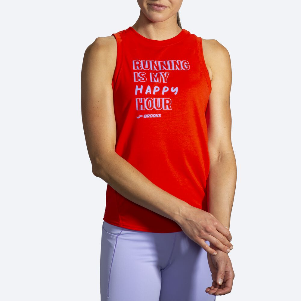 Women's Brooks Distance Graphic Tanks Red | USA06534