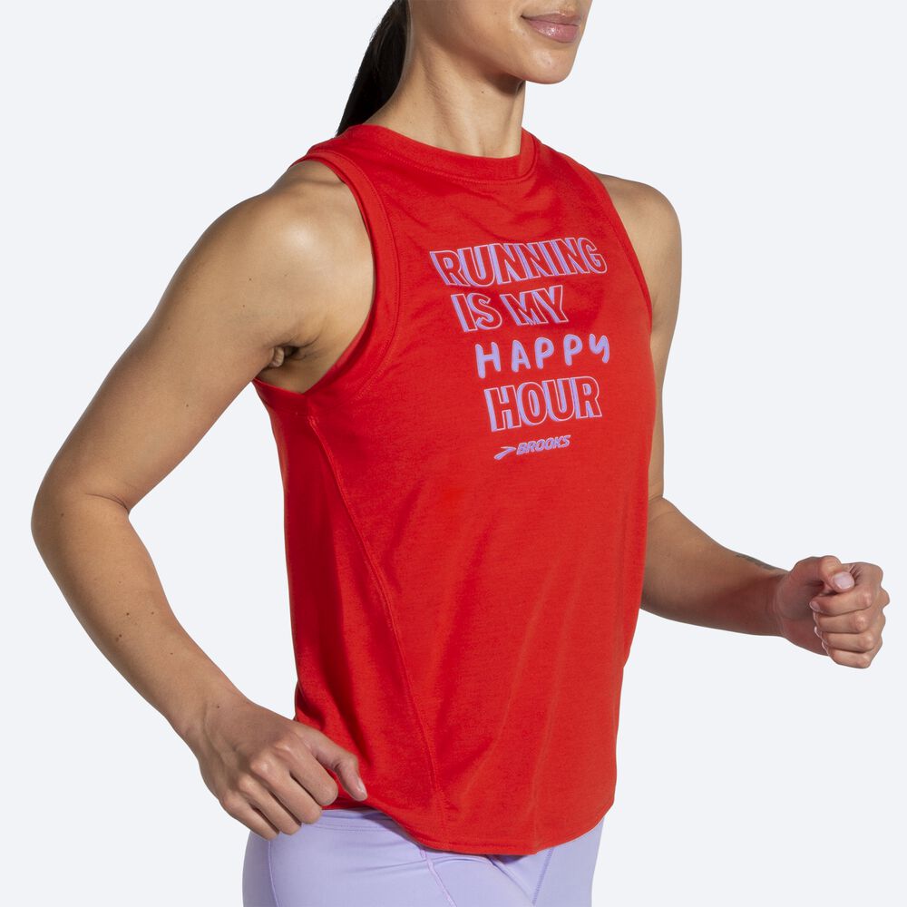 Women's Brooks Distance Graphic Tanks Red | USA06534