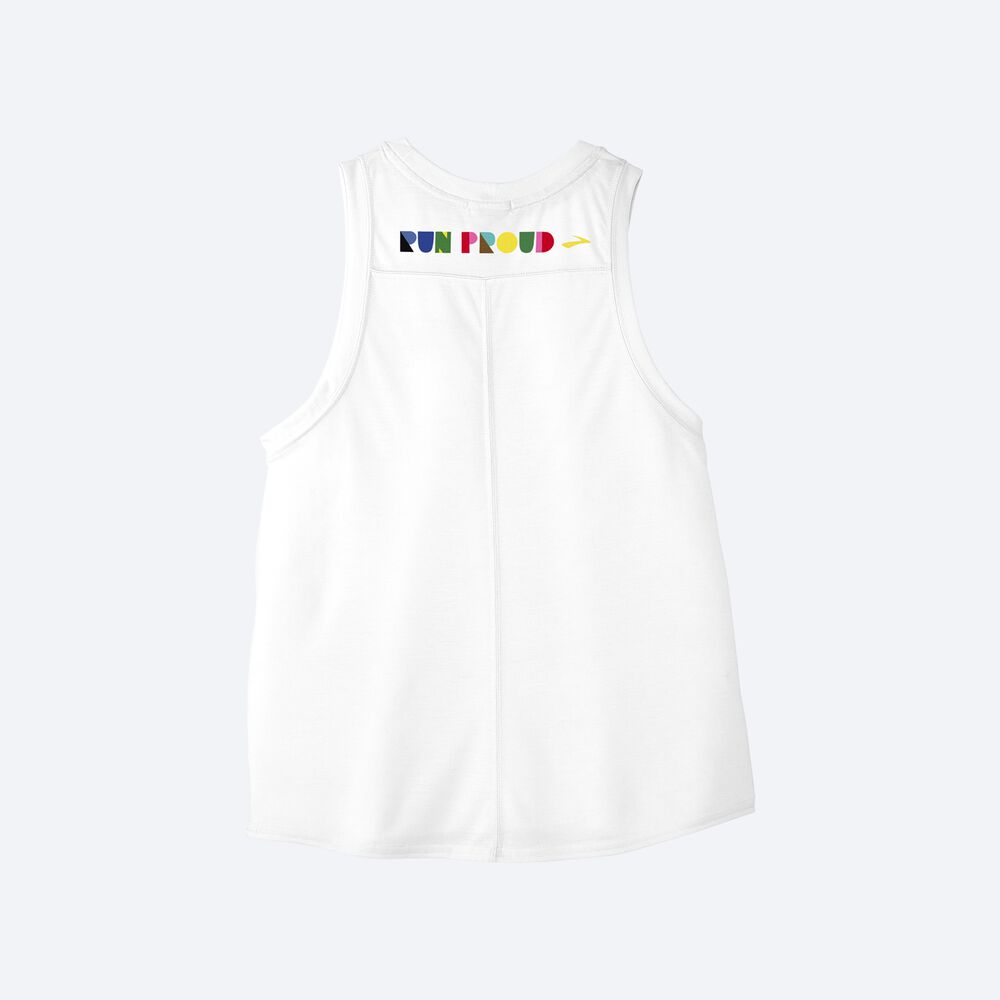 Women's Brooks Distance Graphic Tanks White | USA90814