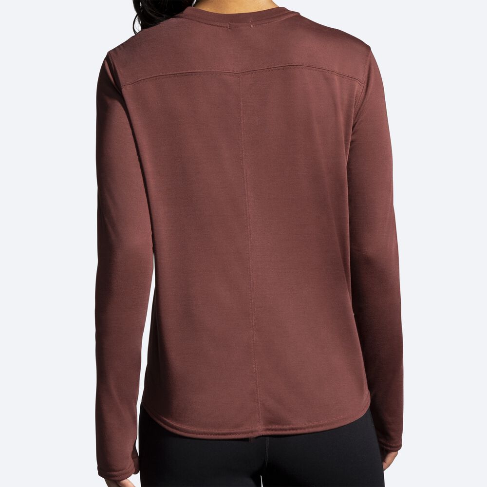 Women's Brooks Distance Long Sleeve T-Shirts Chocolate | USA49836