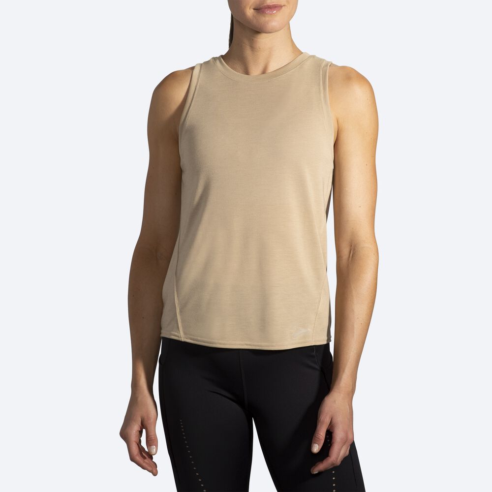 Women's Brooks Distance Tanks Beige | USA91628