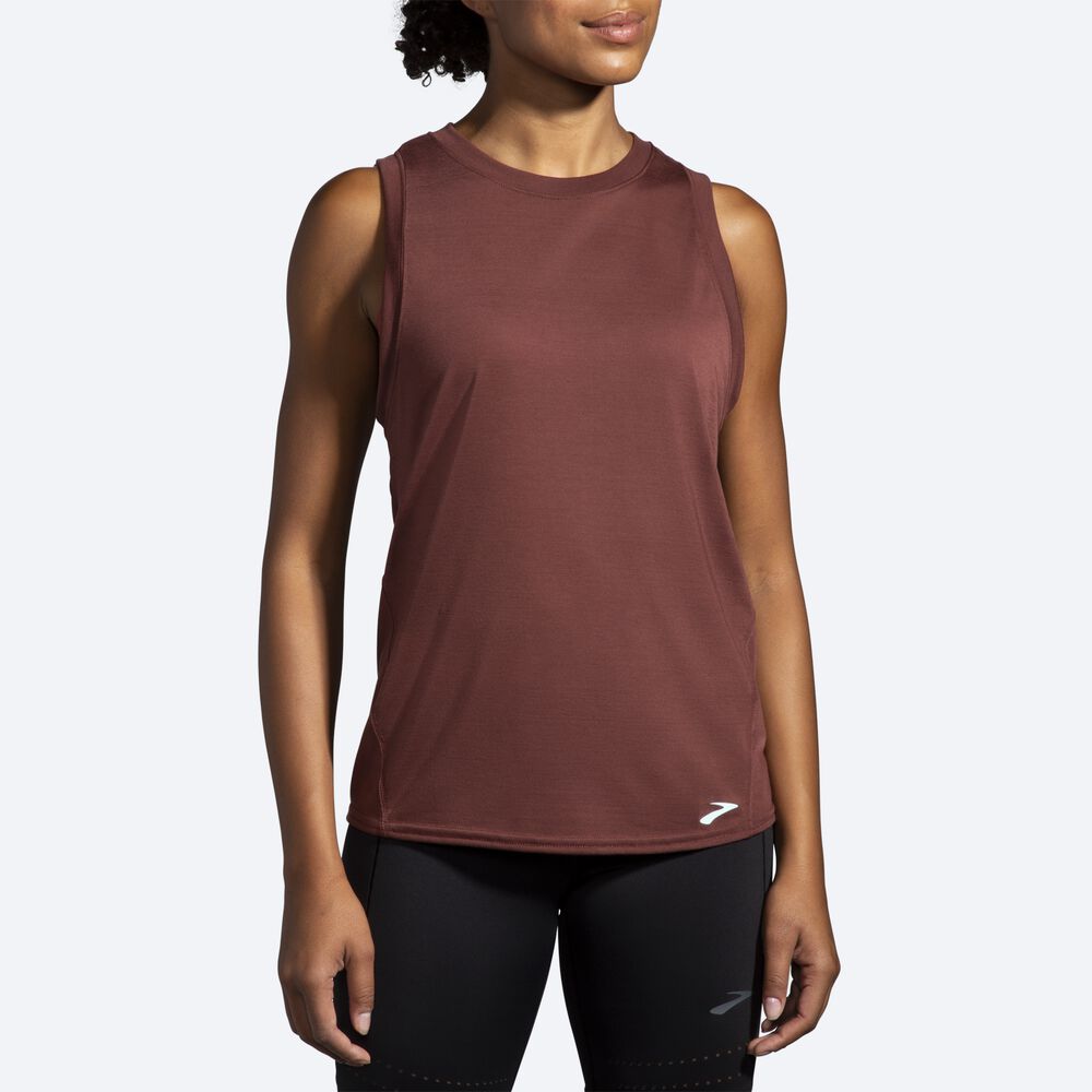 Women's Brooks Distance Tanks Chocolate | USA41630