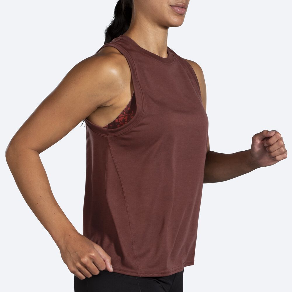 Women's Brooks Distance Tanks Chocolate | USA41630