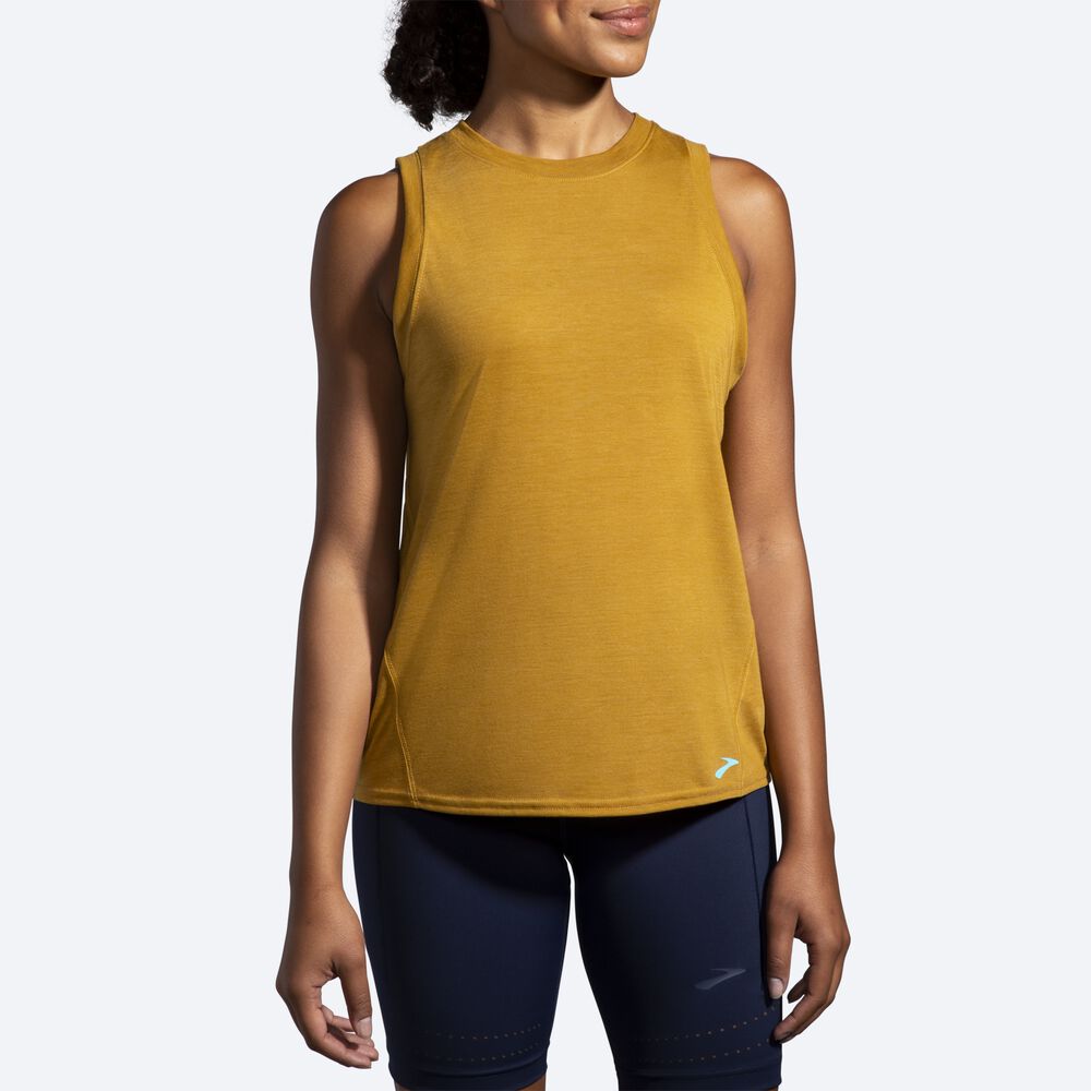 Women's Brooks Distance Tanks Olive | USA40256