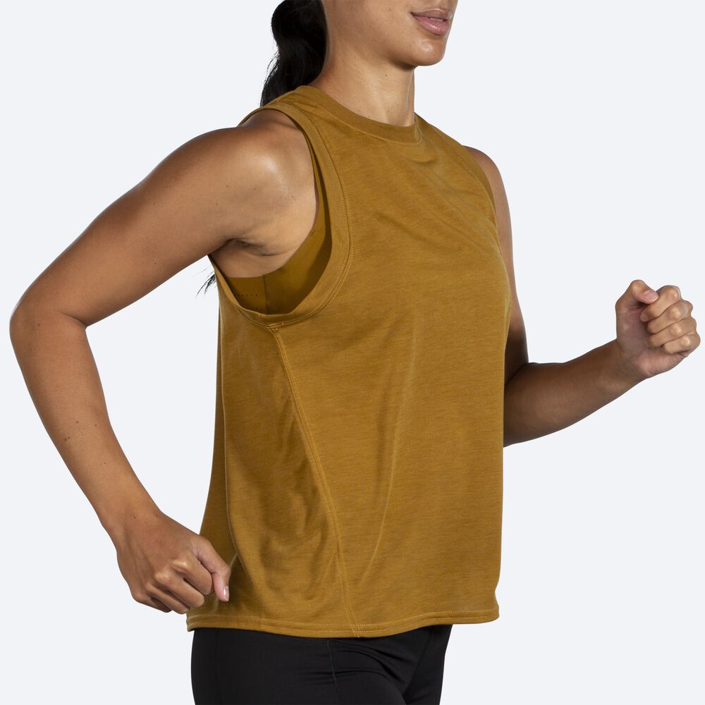 Women's Brooks Distance Tanks Olive | USA40256