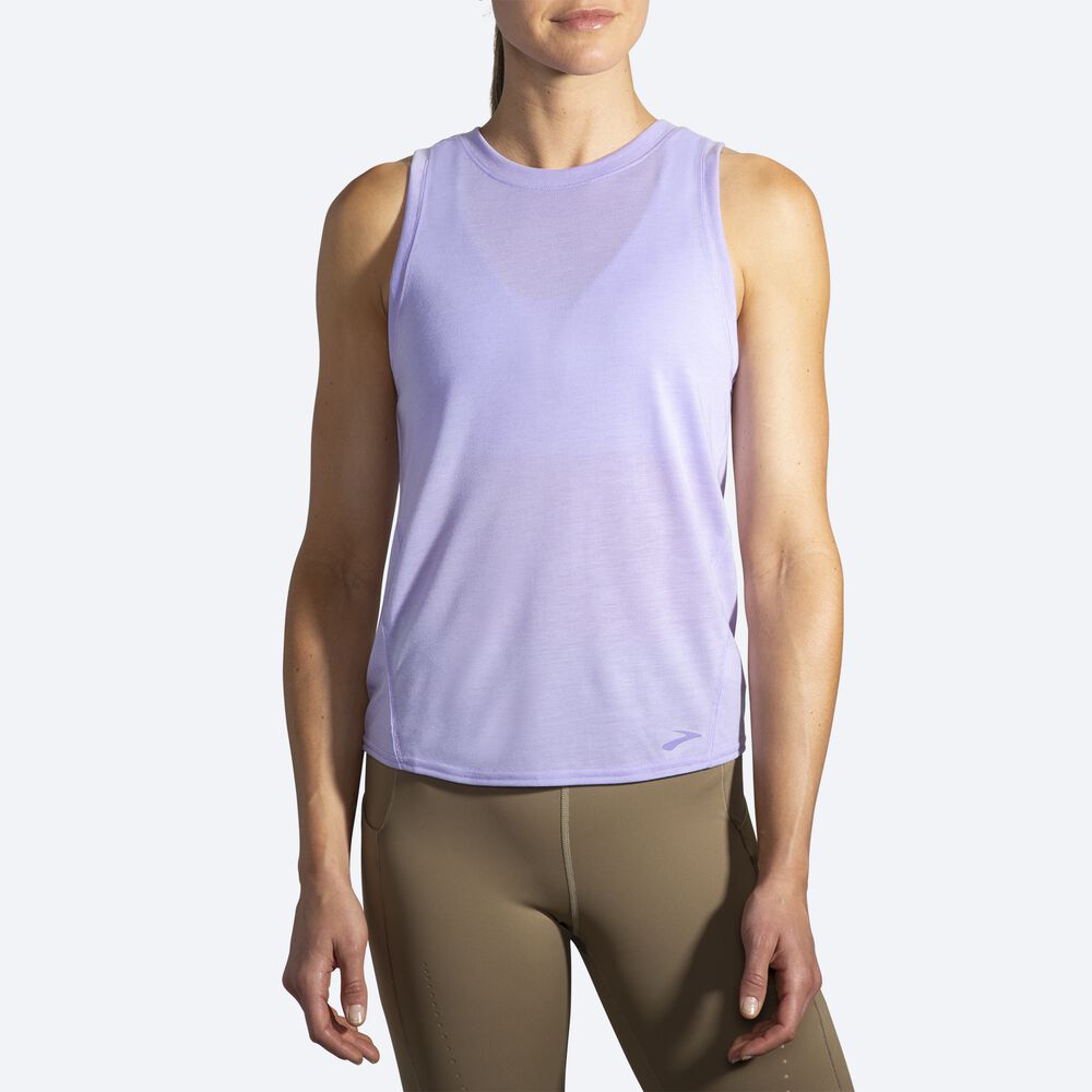 Women's Brooks Distance Tanks Purple Grey | USA39870