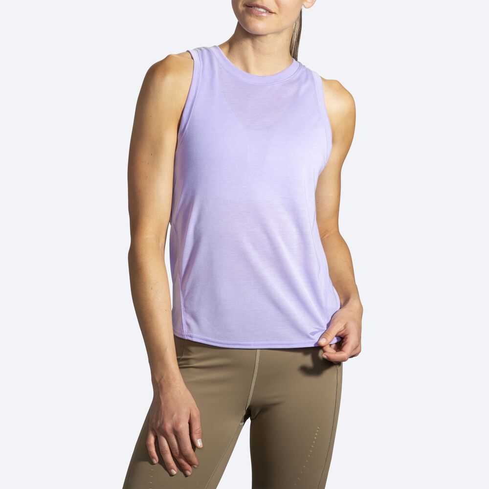 Women's Brooks Distance Tanks Purple Grey | USA39870