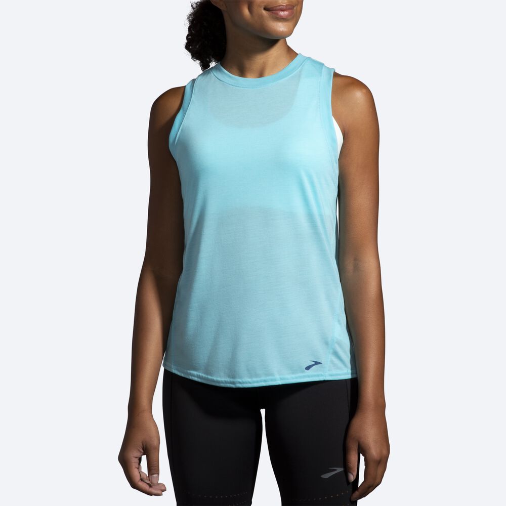 Women's Brooks Distance Tanks Turquoise | USA60593