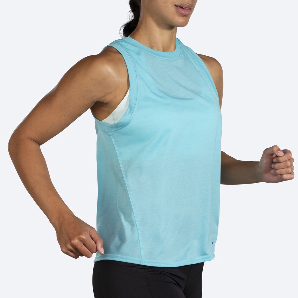 Women's Brooks Distance Tanks Turquoise | USA60593