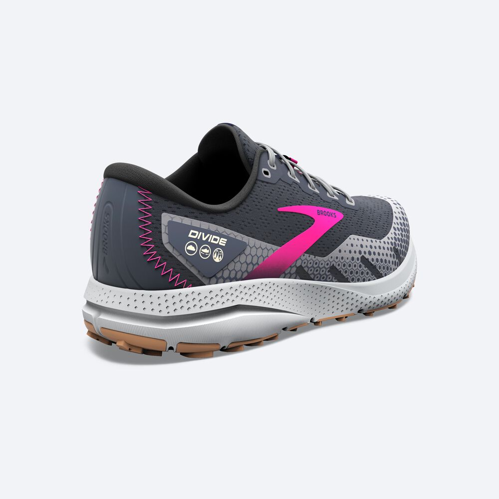 Women's Brooks Divide 3 Trail Running Shoes Grey/Pink | USA26079