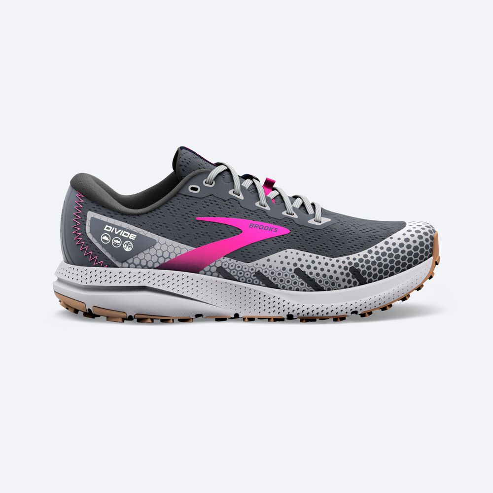 Women\'s Brooks Divide 3 Trail Running Shoes Grey/Pink | USA26079