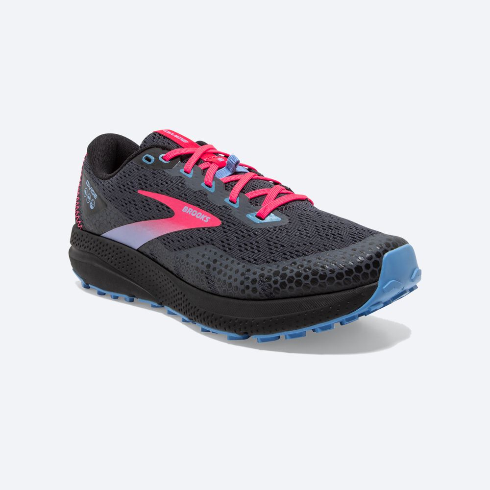 Women's Brooks Divide 3 Trail Running Shoes Black/Pink | USA57432